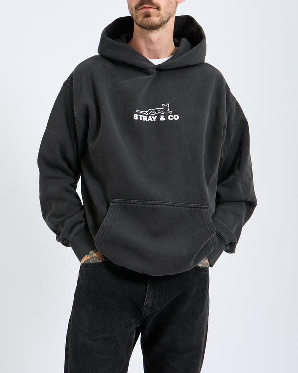 Stray Black Washed Hoodie