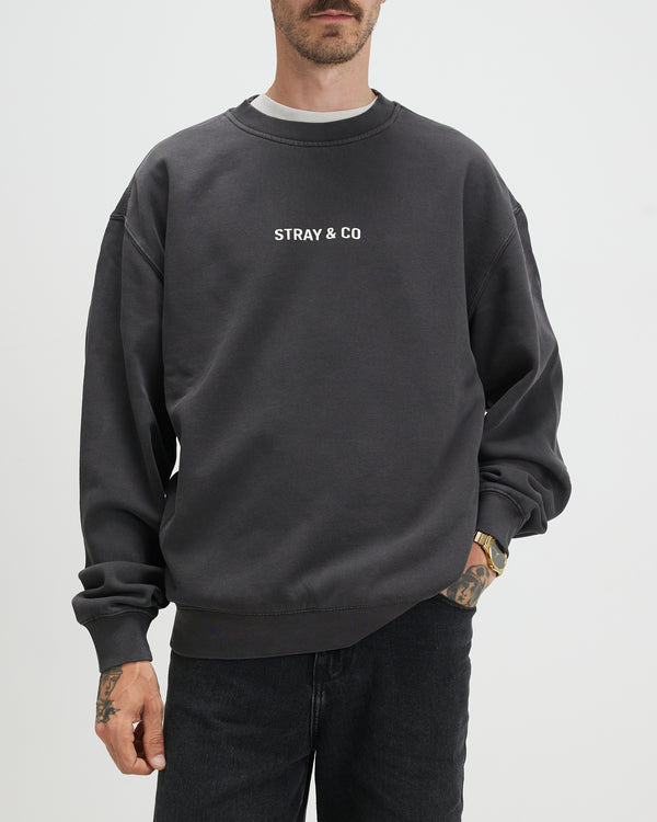 Stray & Co Crew Neck — Washed Black